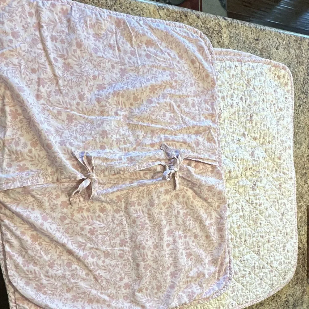 cloth & canopy Floral Cotton Coverlet Pink Shabby Chic Tie Closure Square